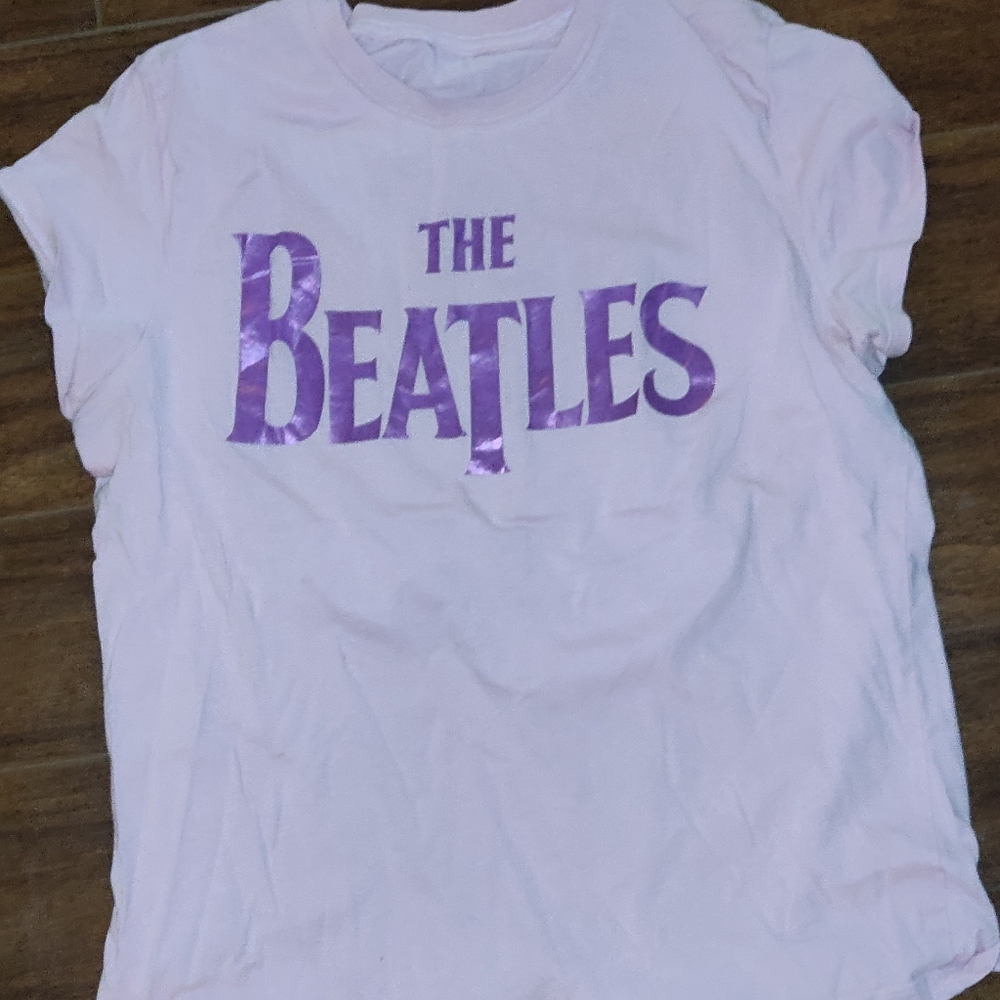 The Beatles | Pink Metallic Logo Tee
